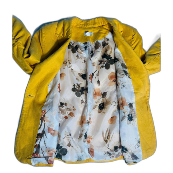 Jules & Leopold Mustard Yellow Blazer Fall Tailored Casual Small Petite Gathered - Picture 6 of 11